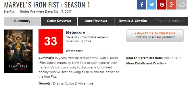 Оценки сериала «Железный кулак» - первый провал Marvel и Netflix 2