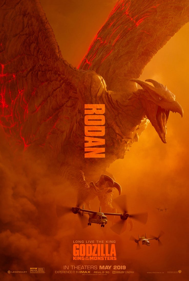 Постеры «Годзиллы 2: Король монстров» показали Родана, Мотру и Кинг Гидору