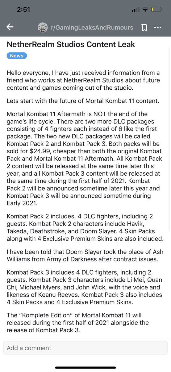 Раскрыты все новые персонажи Mortal Kombat 11: Джон Уик, Куан Чи и DC