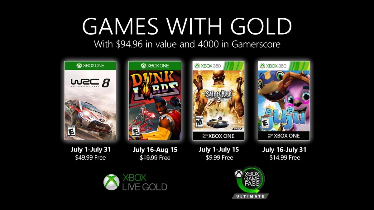 Раскрыты бесплатные игры Xbox Live Gold за июль 2020