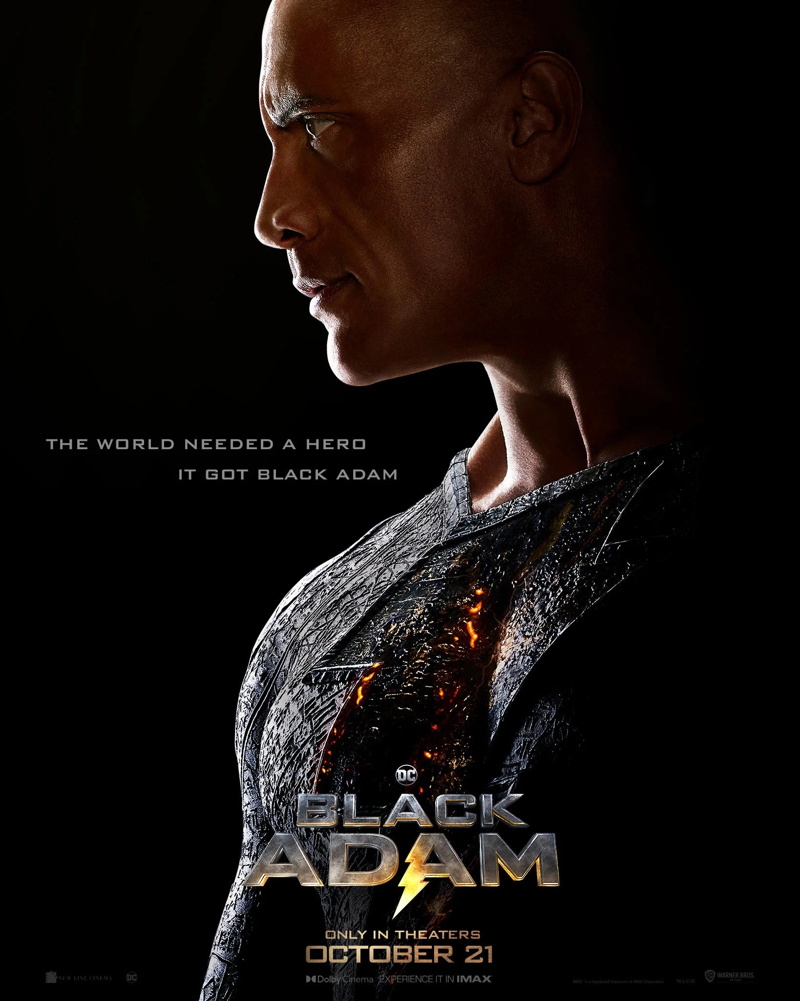 Первый постер фильма «Черный Адам» показал Дуэйна Джонсона в костюме антигероя DC