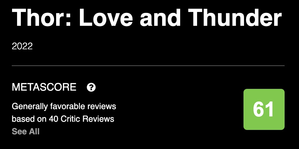 «Тор: Любовь и гром» получил худшие оценки для MCU за последнее время