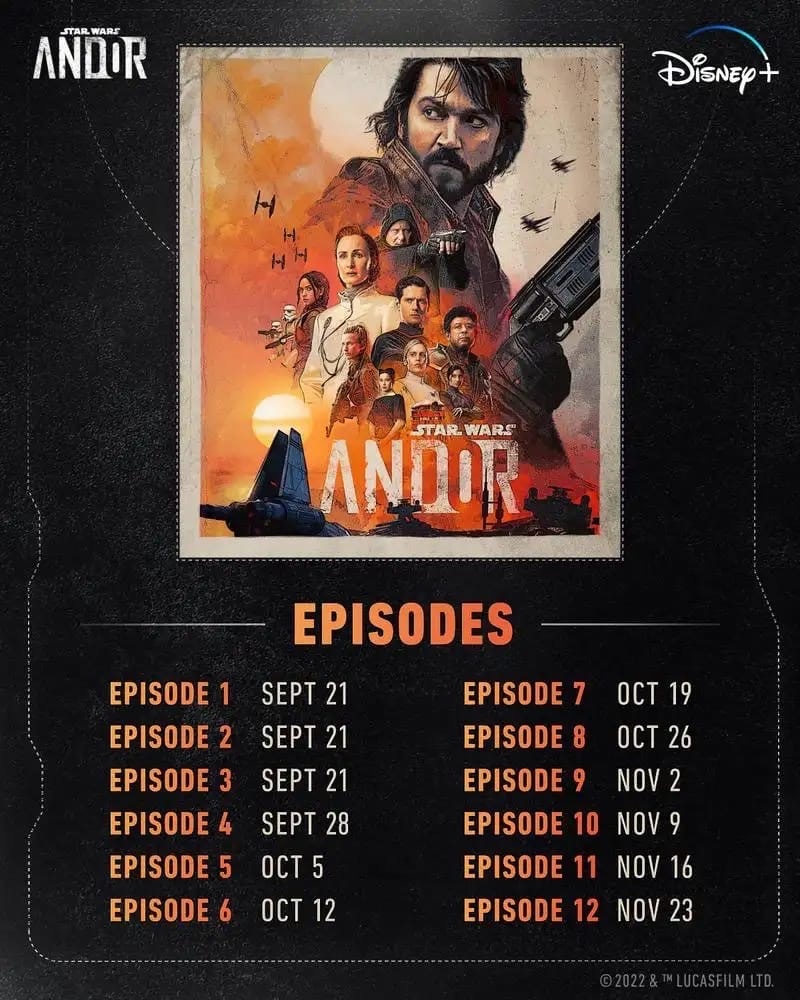 Расписание выхода эпизодов сериала «Звездные войны: Андор»