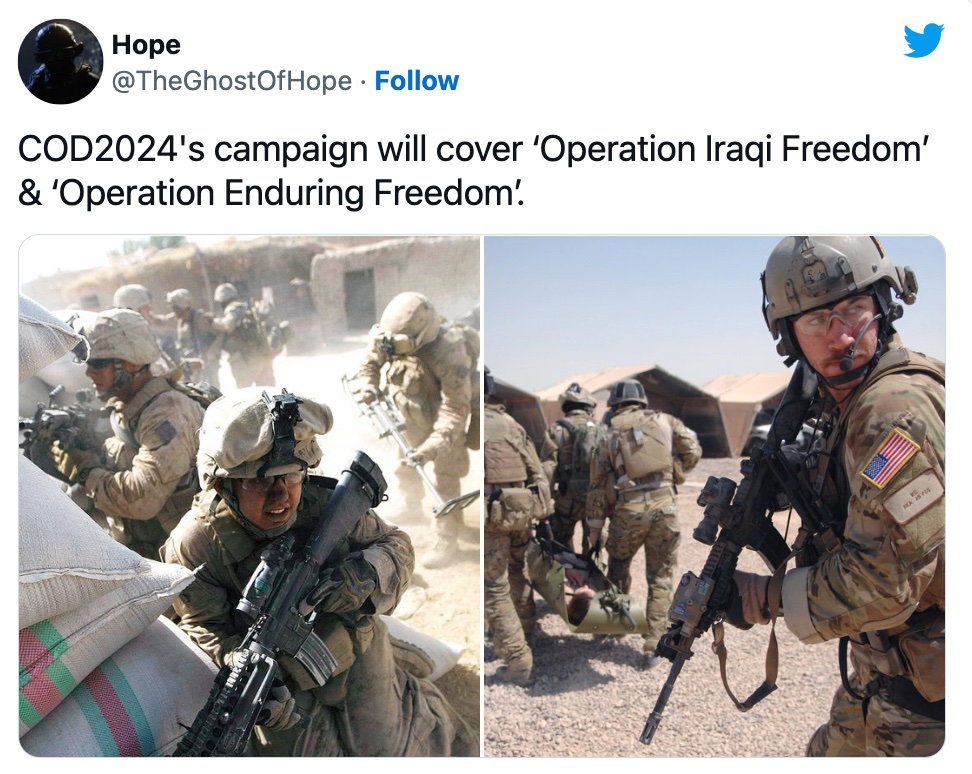 Сеттингом Call of Duty 2024 станет война в Ираке