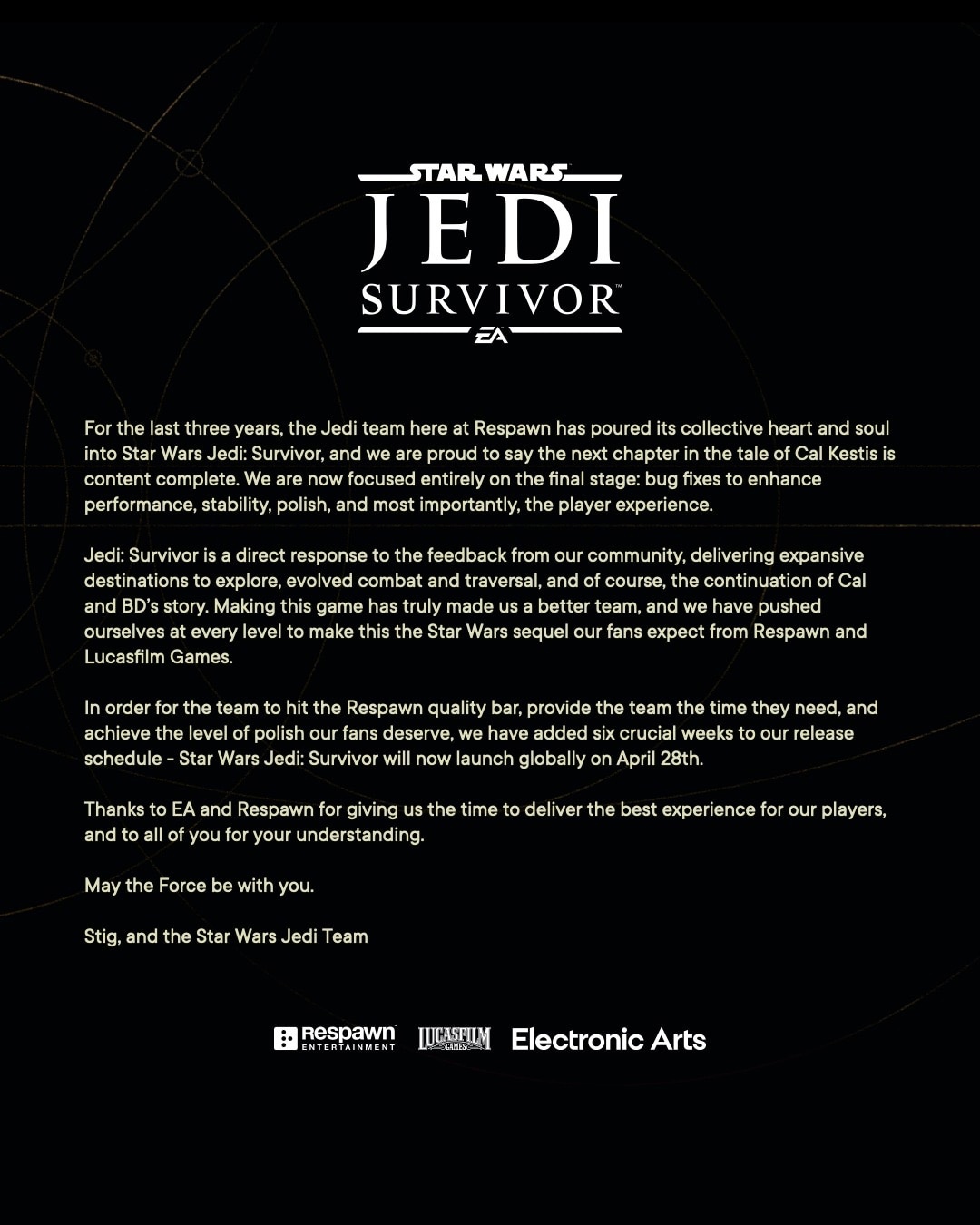Названа новая дата выхода Star Wars Jedi 2: Survivor