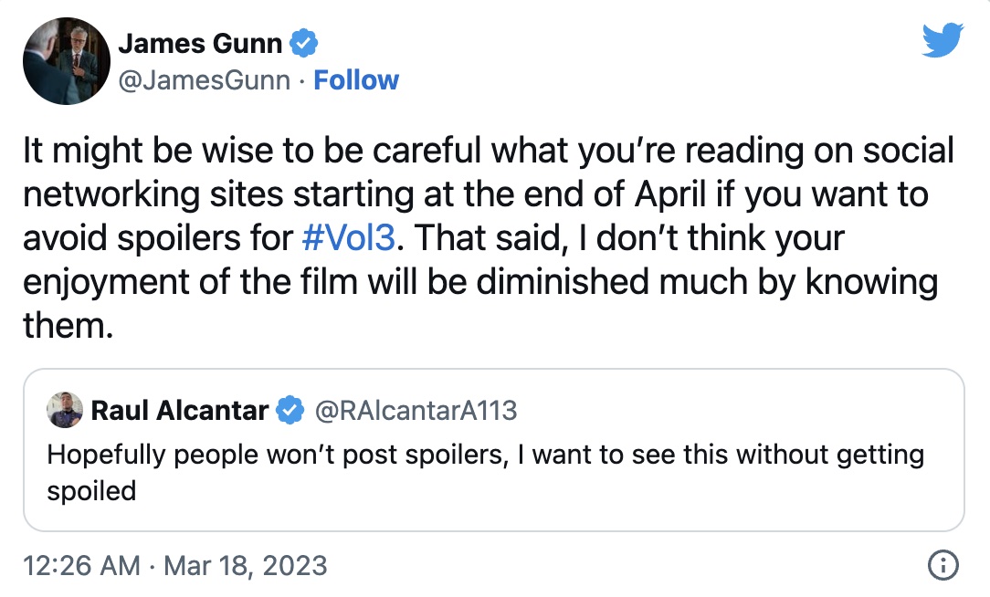Джеймс Ганн предупредил о спойлерах фильма «Стражи галактики 3»