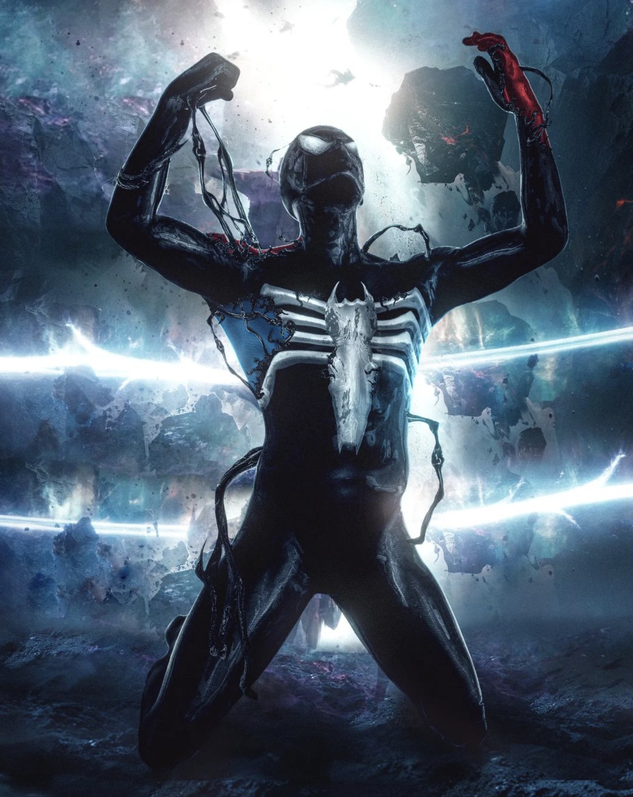 Человек-паук в костюме симбиота на новом постере фильма «Мстители: Секретные войны»