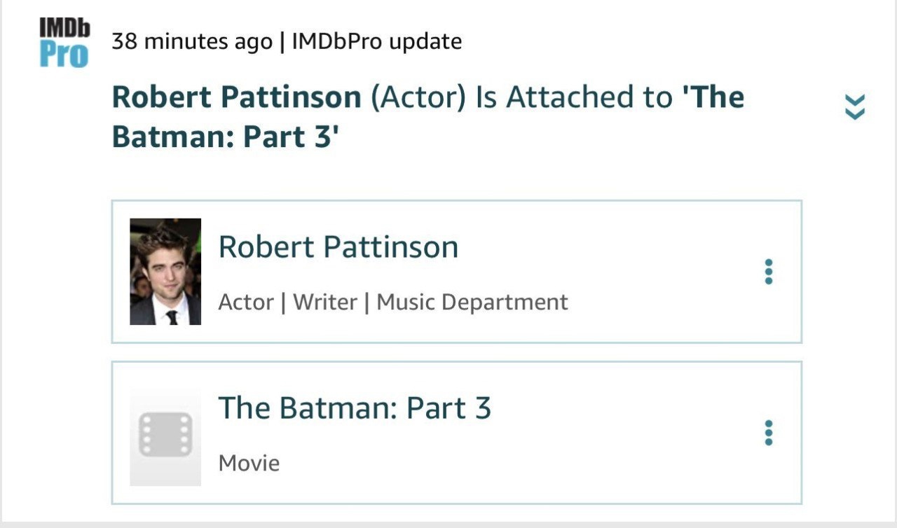 Утечка подтвердила выход фильма «Бэтмен 3» с Робертом Паттинсоном