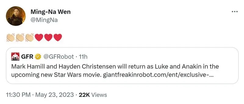 Звезда «Звездных войн» поздравила Марка Хэмилла с возвращением в роли Люка Скайуокера