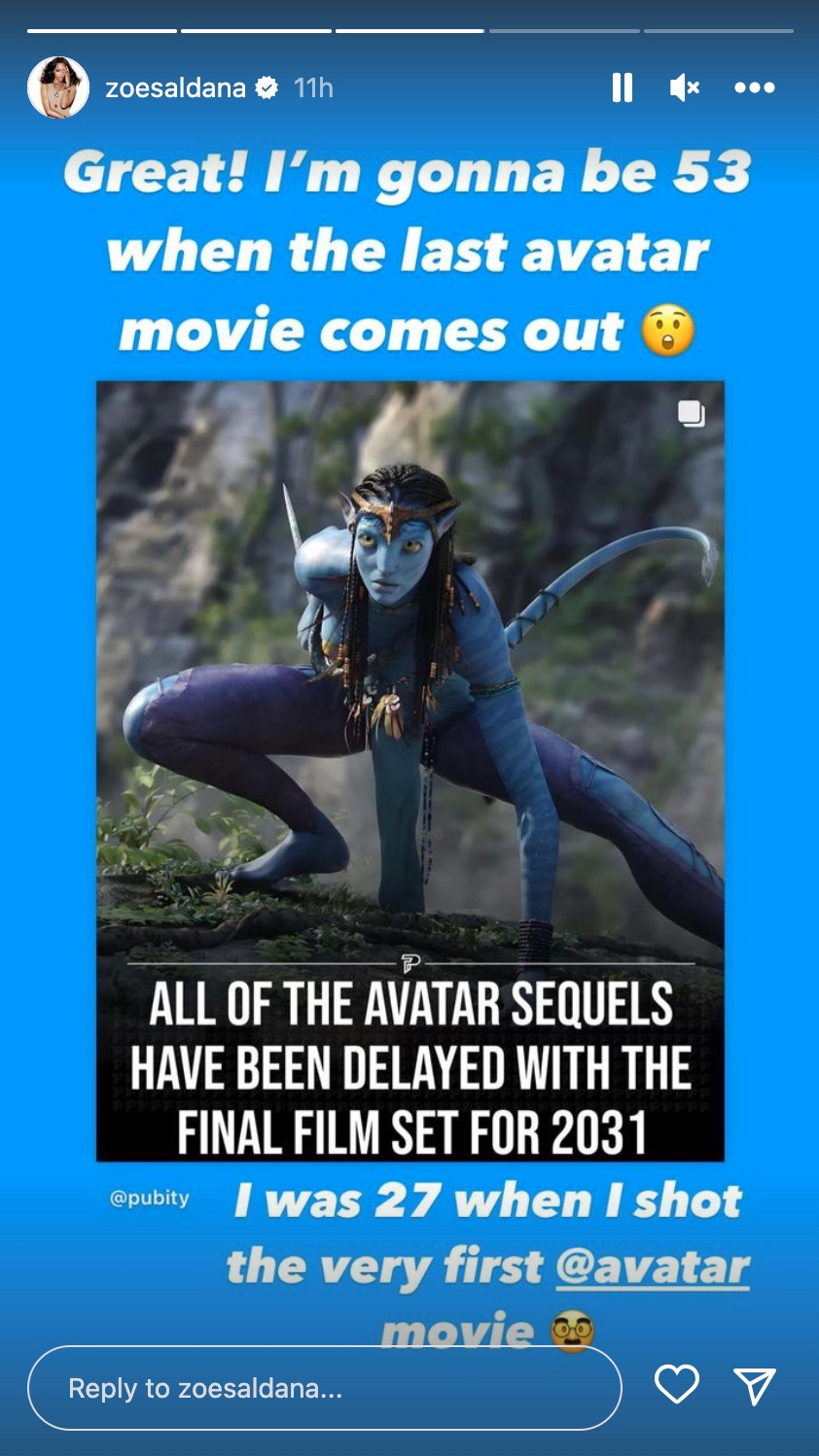 Новую дату выхода фильма «Аватар 5» забавно прокомментировала Зои Салдана