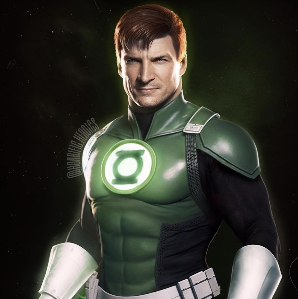 Натан Филлион показан в роли Зеленого фонаря из перезапущенной киновселенной DC