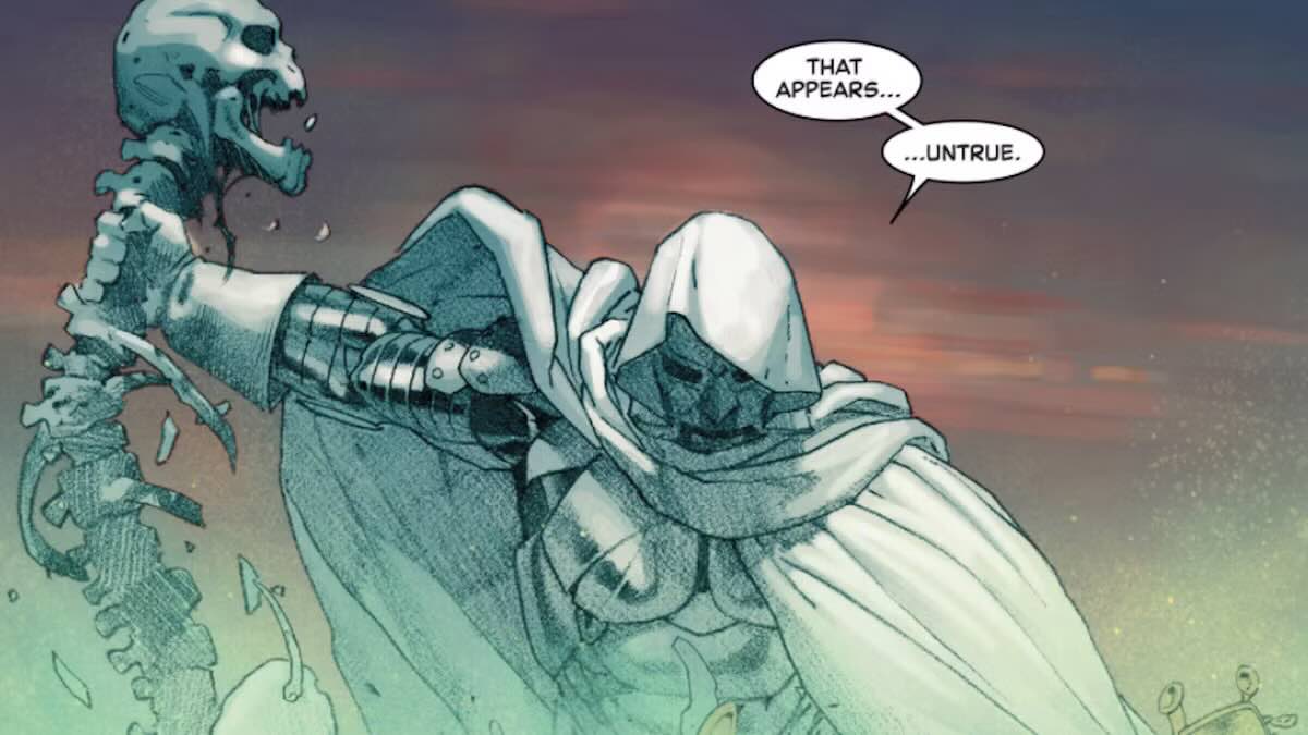 Доктор Дум держит скелет Таноса в Secret Wars / Marvel Comics