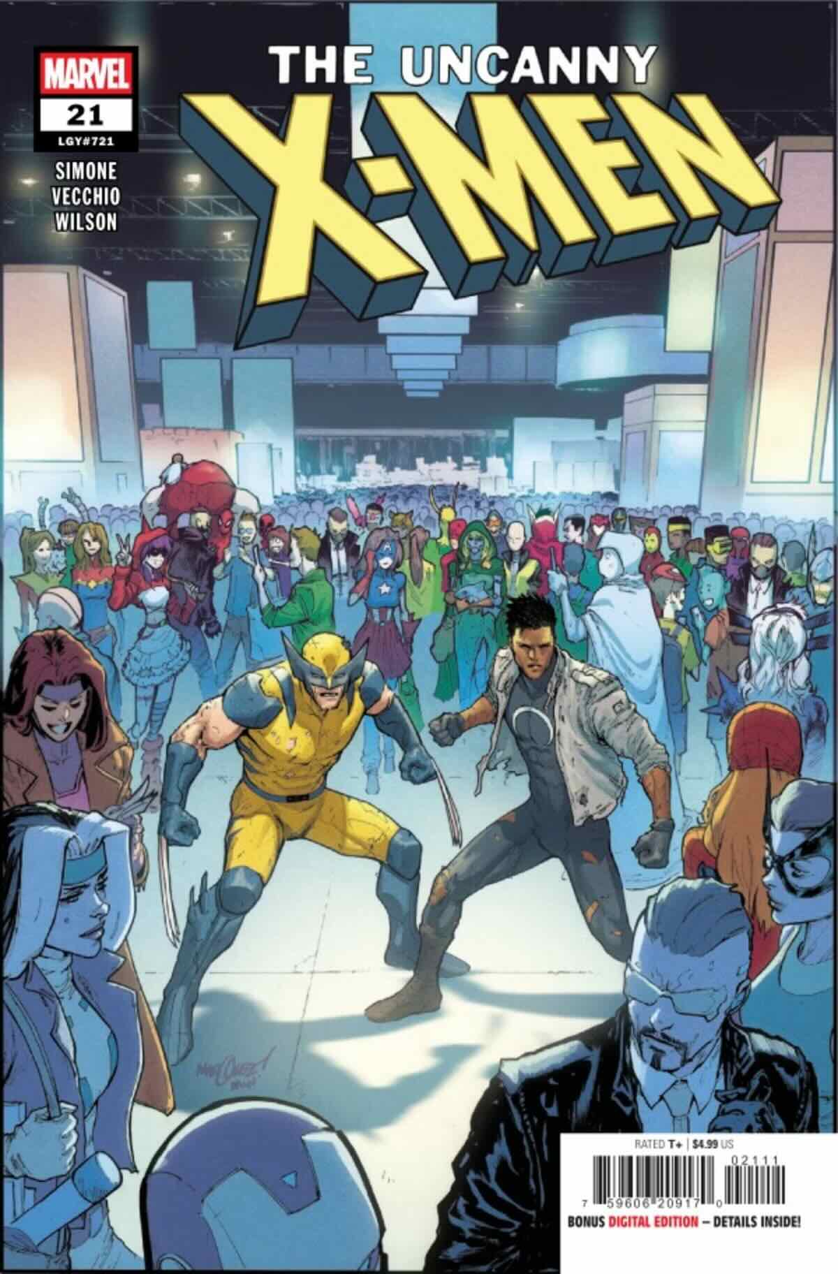 Обложка Uncanny X-Men #21: Росомаха и Рэнсом среди толпы / Marvel Comics