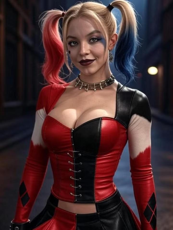 Сидни Суини в роли Харли Квинн в фан-арте DC