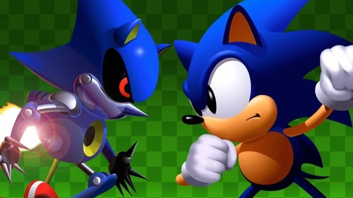 Обложка «Sonic CD» с Соником, Метал Соником, Эггманом и Эми Роуз