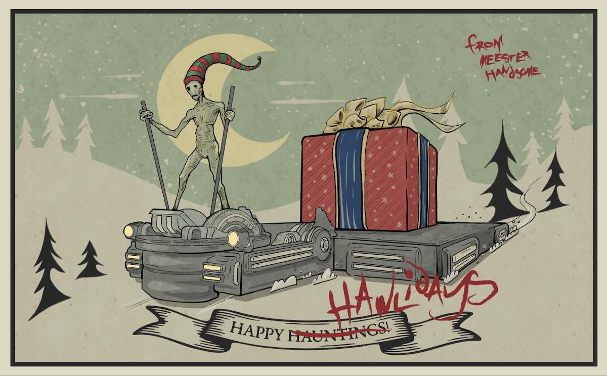 Мистер Красавчик на санях на рождественской открытке от Джеймса Ганна / DC Studios