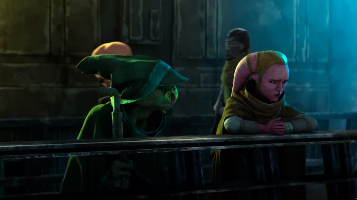 Девон Изара, опирающаяся на перила в фильме «Маул: Повелитель теней» / Lucasfilm