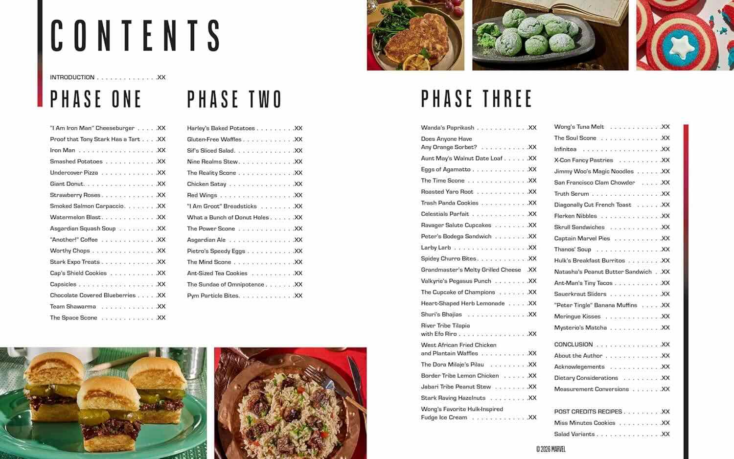 Содержание официальной кулинарной книги Marvel Studios / Marvel