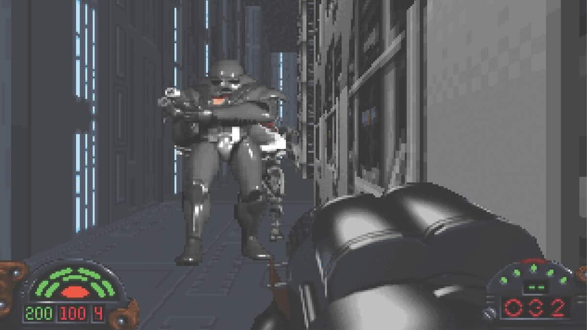 Скриншот из Star Wars: Dark Forces, показывающий Тёмных штурмовиков / LucasArts