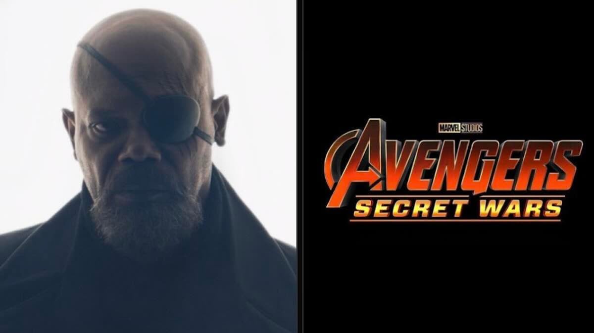 Сэмюэл Л. Джексон в роли Ника Фьюри и логотип фильма / Marvel Studios